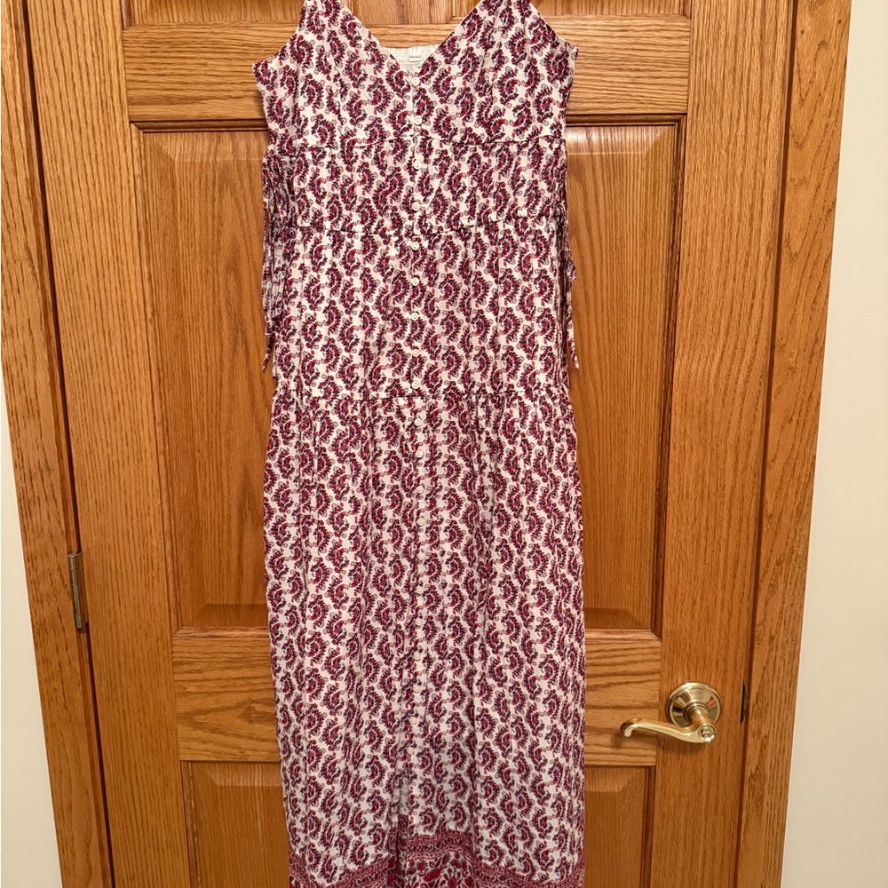 American Eagle Outfitters Burgundy and White Midi Dress